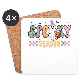 Süßes oder Saures! Spooky Season im Retro-Stil - Untersetzer (4er-Set) - Weiß - Vorne
