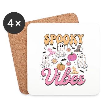 Süße Geister und Kürbisse: Spooky Halloween Vibes - Untersetzer (4er-Set) - Weiß - Vorne