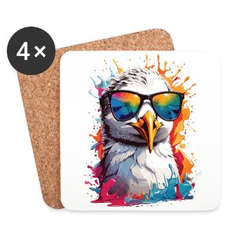 Seagull sunglasses summer holiday colorful - Coasters (set of 4) - white - Front