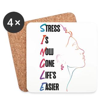 Happy Divorce Party Stress Is Now - Untersetzer (4er-Set) - Weiß - Vorne