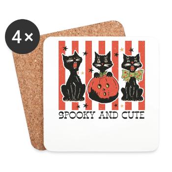 Gruseliges Halloween Retro-Design: Spooky and Cute - Untersetzer (4er-Set) - Weiß - Vorne