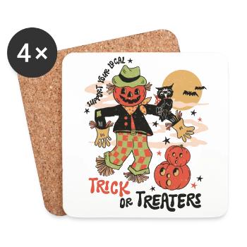 Halloween-Spaß mit gruseliger Retro-Vogelscheuche - Untersetzer (4er-Set) - Weiß - Vorne