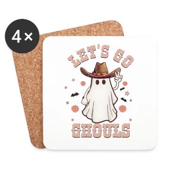Drôle de cadeau effrayant d’Halloween Let’s Go Ghouls - Dessous de verre (lot de 4) - blanc - Devant