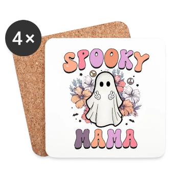 "Spooky Mama" Halloween Retro-Design für Mütter - Untersetzer (4er-Set) - Weiß - Vorne