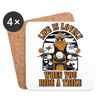 La vie est belle quand vous conduisez un tricycle - Dessous de verre (lot de 4) - blanc - Devant
