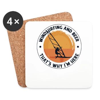 Windsurfing And Beer Surfer Water Sports Windsurfing - Coasters (set of 4) - white - Front