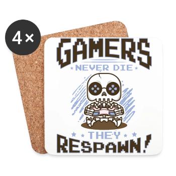 Gaming Gambling, Video Game, Grumpy Gamer - Coasters (set of 4) - white - Front