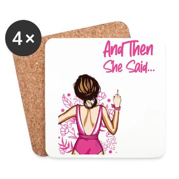 Happy Divorce Party And Then She - Coasters (set of 4) - white - Front