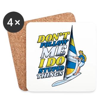 Don't Follow Me I Do Stupid Things Surfer - Untersetzer (4er-Set) - Weiß - Vorne