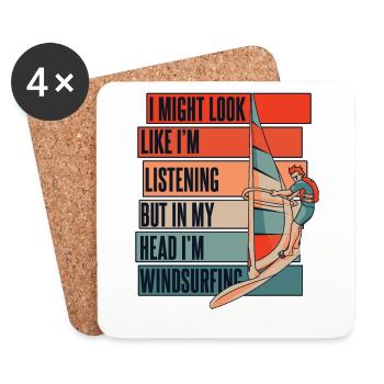 I Might Look Like I'm Listening Surfer Windsurfen - Untersetzer (4er-Set) - Weiß - Vorne