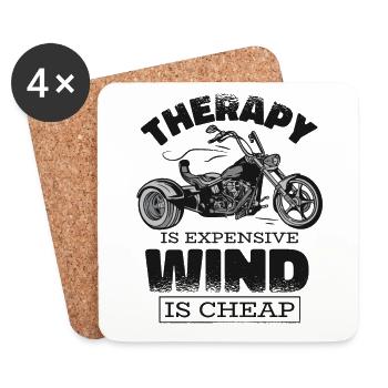 Therapy Is Expensive Wind Is Cheap Threewheeler - Coasters (set of 4) - white - Front