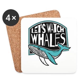 Regardons les baleines béluga bleu Cétacé Baleine - Dessous de verre (lot de 4) - blanc - Devant