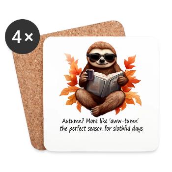 Faultier für coole Herbstsaison Faulenzen mit Stil - Untersetzer (4er-Set) - Weiß - Vorne