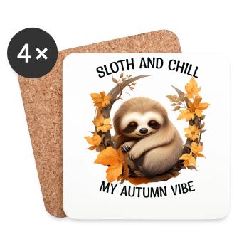 Chilliges Herbst-Faultier auf Ast Autmun Vibes - Untersetzer (4er-Set) - Weiß - Vorne