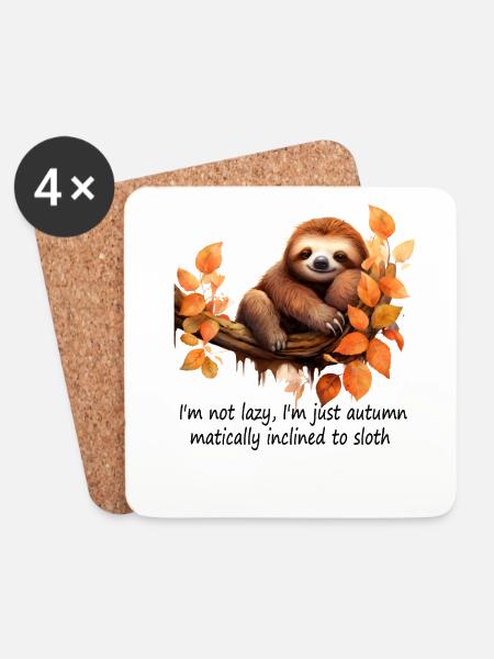 Süßes Faultier-Herbstdesign für die Hebst Saison - Untersetzer (4er-Set) - Weiß
