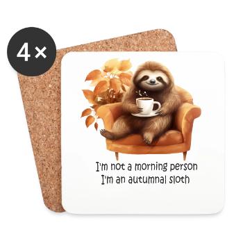 Cute autumn sloth with coffee for coffee drinkers - Coasters (set of 4) - white - Front