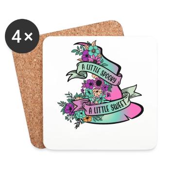 Joli chapeau de sorcière avec des fleurs: Halloween pour les femmes - Dessous de verre (lot de 4) - blanc - Devant