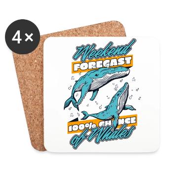100% de chances de baleines béluga bleu cétacé baleine - Dessous de verre (lot de 4) - blanc - Devant