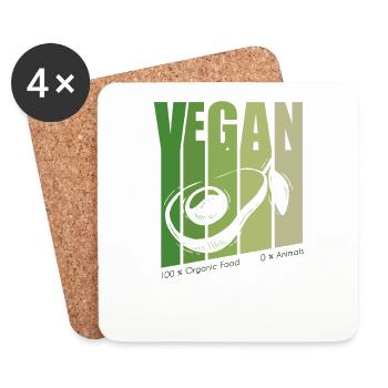 Rétro végétalien végétalien végétalien Véganisme végétarien - Dessous de verre (lot de 4) - blanc - Devant