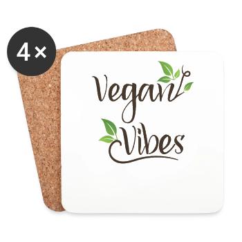 Vegan Vibes Vegan Vegan Pflanzlich Vegetarisch - Untersetzer (4er-Set) - Weiß - Vorne