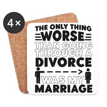 Happy Divorce Party The Only Thing - Untersetzer (4er-Set) - Weiß - Vorne