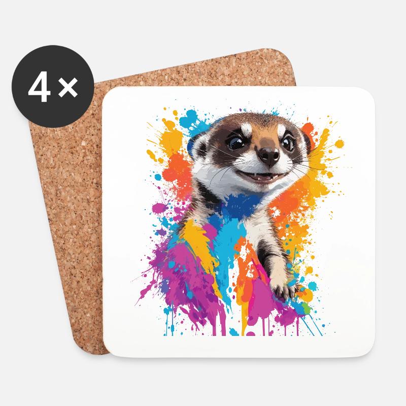 Graffiti Erdmännchen Kunst Malerei Zeichnung - Untersetzer (4er-Set) - Weiß