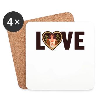 Vegan Love Vegan Vegan Pflanzlich Vegetarisch - Untersetzer (4er-Set) - Weiß - Vorne