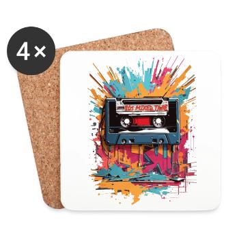 Retro 80s Mixed Tape Vintage Graffiti - Dessous de verre (lot de 4) - blanc - Devant