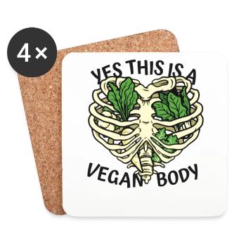 Oui, c’est un végétalien végétalien à base de plantes corporelles végétaliens - Dessous de verre (lot de 4) - blanc - Devant