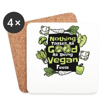 Nothing Tastes As Good As Being Vegan Feels Vegan - Coasters (set of 4) - white - Front