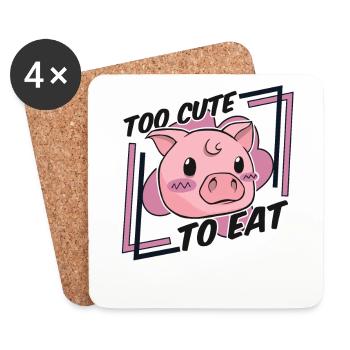 Trop mignon pour manger végétalien végétalien végétalien - Dessous de verre (lot de 4) - blanc - Devant