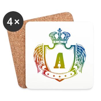 Un blason de lettre - Dessous de verre (lot de 4) - blanc - Devant