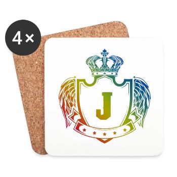 J letter coat of arms - Coasters (set of 4) - white - Front