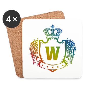 Armoiries de la lettre W - Dessous de verre (lot de 4) - blanc - Devant