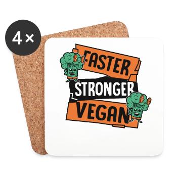 Schneller Stärker Vegan Veganer Pflanzlich Vegan - Untersetzer (4er-Set) - Weiß - Vorne