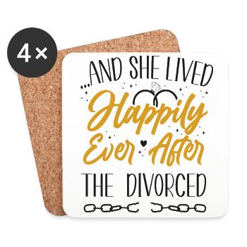 Happy Divorce Party ... And She Lived - Coasters (set of 4) - white - Front