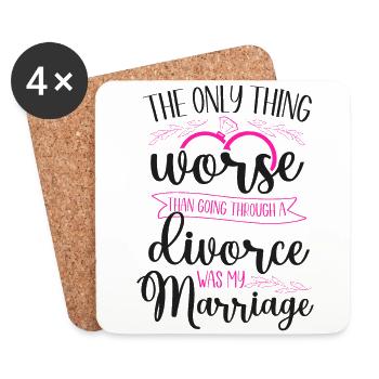 Happy Divorce Party The Only Thing - Untersetzer (4er-Set) - Weiß - Vorne