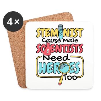 Cause Male Scientists Need Heroes Too STEM - Coasters (set of 4) - white - Front