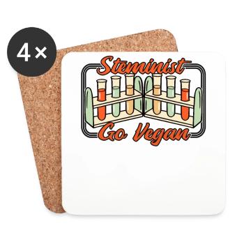 Steminist Go Vegan Scientist Empowering Women - Coasters (set of 4) - white - Front