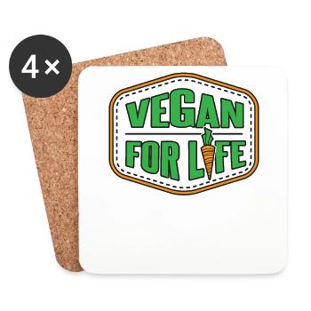 Vegan For Life végétalien véganisme - Dessous de verre (lot de 4) - blanc - Devant