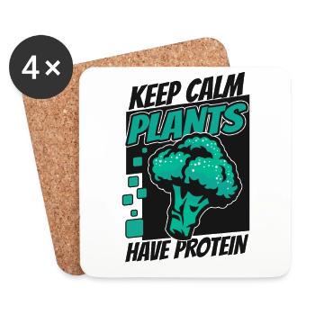 Keep Calm Plants Have Protein Vegans Vegan - Coasters (set of 4) - white - Front