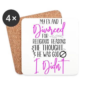 Happy Divorce Party My Ex And I - Coasters (set of 4) - white - Front