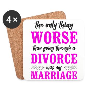 Happy Divorce Party The Only Thing - Untersetzer (4er-Set) - Weiß - Vorne