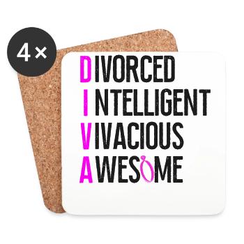 Happy Divorce Party divorcé - Dessous de verre (lot de 4) - blanc - Devant
