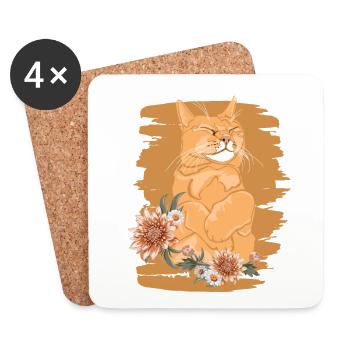 Miezekatze Kätzchen Hauskatze Katzenliebhaber - Untersetzer (4er-Set) - Weiß - Vorne