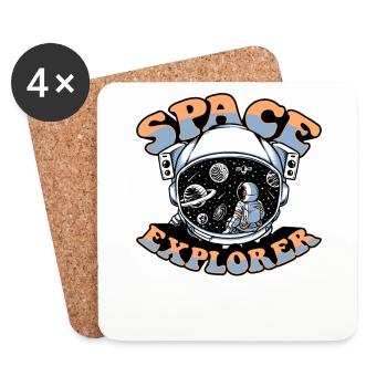 Space Explorer Cosmonaut Spaceship Taikonaut - Coasters (set of 4) - white - Front