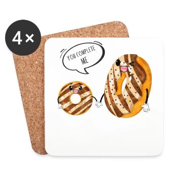 « You Complete Me » - Humorous Donut Design - Dessous de verre (lot de 4) - blanc - Devant