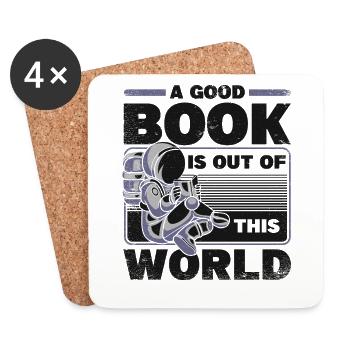 A Good Book Is Out Of This World Raumschiff - Coasters (set of 4) - white - Front