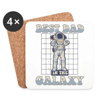 Best Dad In The Galaxy Taikonaut Cosmonaut - Coasters (set of 4) - white - Front