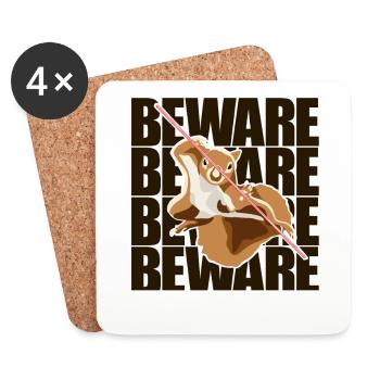 Beware Grauhörnchen Squirrel Fuchshörnchen - Untersetzer (4er-Set) - Weiß - Vorne